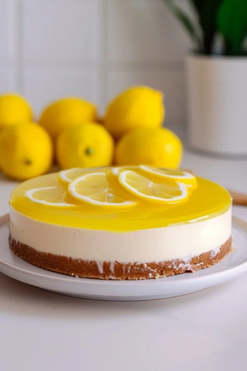 Tarta de queso con gelatina de limón