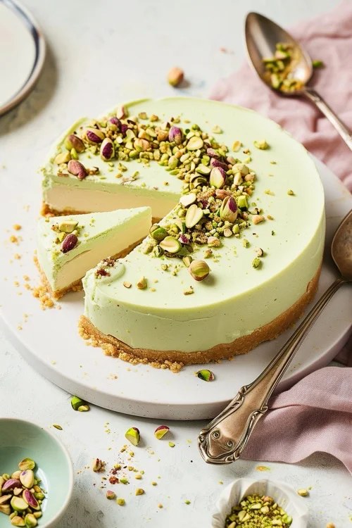 Tarta de queso con pistachos